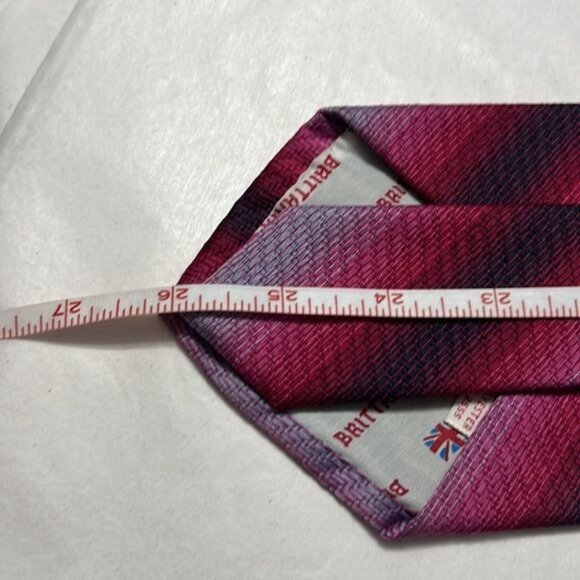 Vintage Striped Tie With Union Jack Lining In Pink Purple - Picture 8 of 9